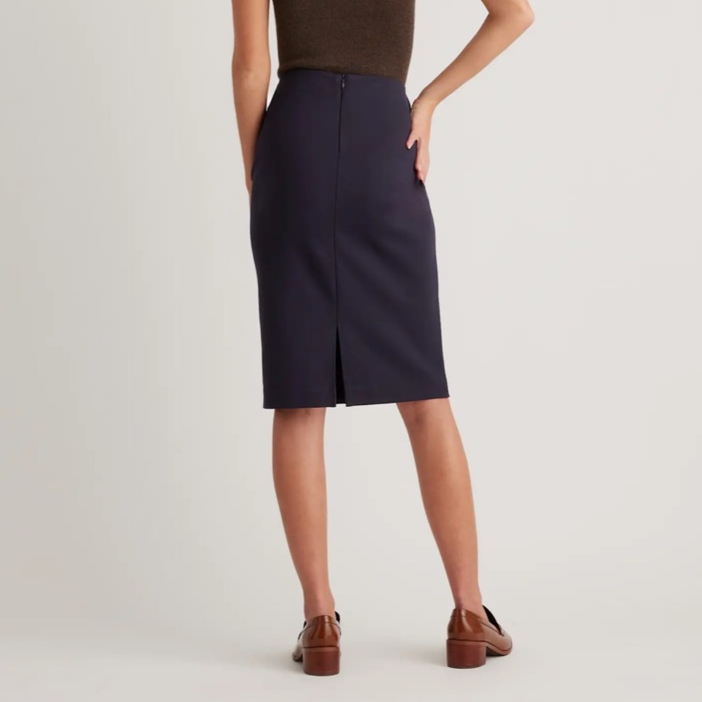 Quince Ultra-Stretch Ponte Pencil Skirt Navy Blue Office Career NWT Size S - Picture 10 of 11